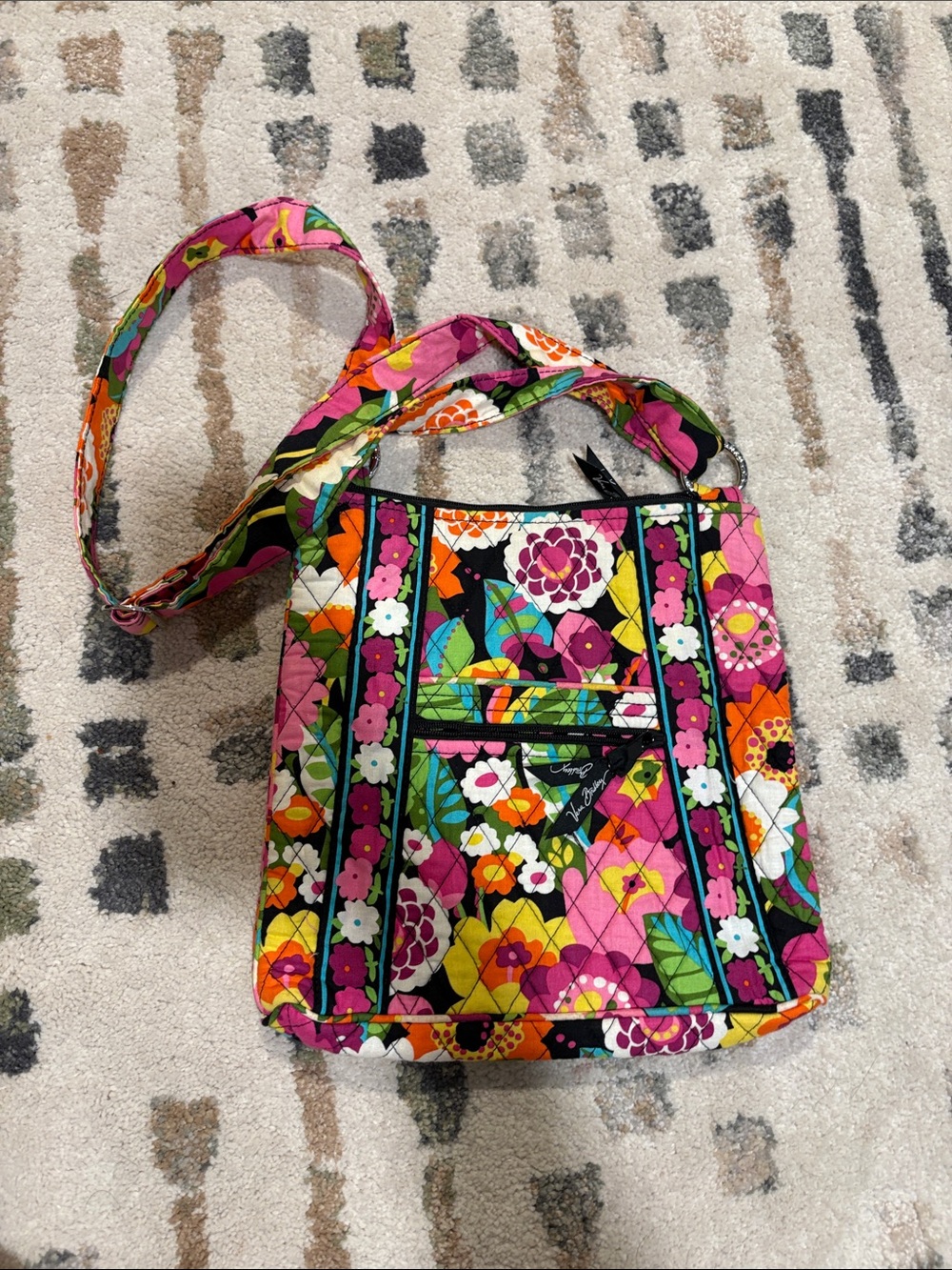Vera Bradley Multicolor Pink Floral Quilted Crossbody